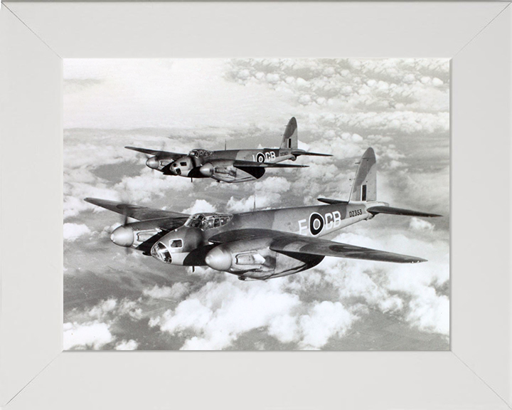 RAF De Havilland Mosquito B Mk IVs Photo Print Royal Air Force Aircraft Wall Art Aviation Decor Posters, Prints, & Visual Artwork Hampshire Prints 10 x 8 White Frame No