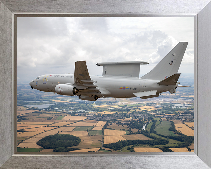 RAF E-7 Wedgetail AEW Mk1 Flypast Photo Print Royal Air Force Aircraft Wall Art Aviation Decor Posters, Prints, & Visual Artwork Hampshire Prints 10 x 8 Silver Frame No