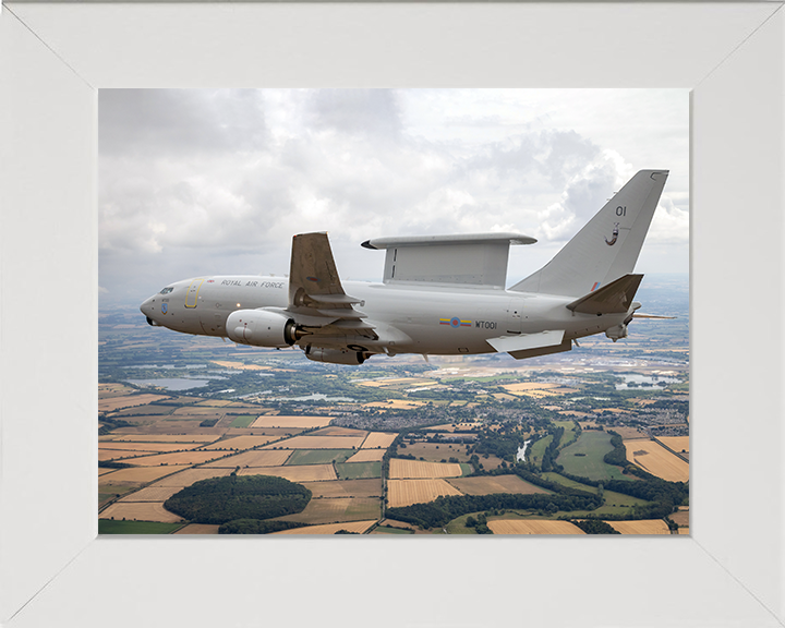 RAF E-7 Wedgetail AEW Mk1 Flypast Photo Print Royal Air Force Aircraft Wall Art Aviation Decor Posters, Prints, & Visual Artwork Hampshire Prints 10 x 8 White Frame No