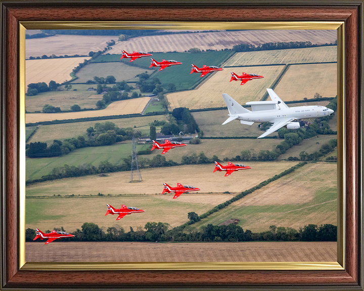 RAF E-7 Wedgetail AEW Mk1 and Red Arrows Photo Print Royal Air Force Aircraft Wall Art Aviation Decor Posters, Prints, & Visual Artwork Hampshire Prints 10 x 8 Classic Frame No