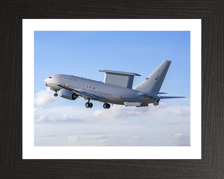 RAF E-7 Wedgetail in flight Photo Print Royal Air Force Aircraft Wall Art Aviation Decor Posters, Prints, & Visual Artwork Hampshire Prints 10 x 8 Black Frame Yes