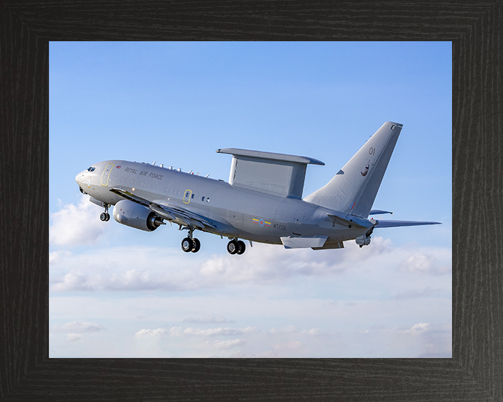 RAF E-7 Wedgetail in flight Photo Print Royal Air Force Aircraft Wall Art Aviation Decor Posters, Prints, & Visual Artwork Hampshire Prints 10 x 8 Black Frame No