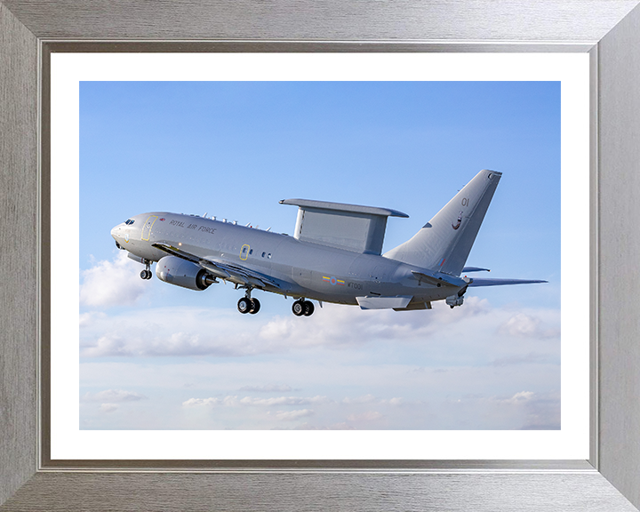 RAF E-7 Wedgetail in flight Photo Print Royal Air Force Aircraft Wall Art Aviation Decor Posters, Prints, & Visual Artwork Hampshire Prints 10 x 8 Silver Frame Yes