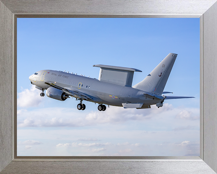 RAF E-7 Wedgetail in flight Photo Print Royal Air Force Aircraft Wall Art Aviation Decor Posters, Prints, & Visual Artwork Hampshire Prints 10 x 8 Silver Frame No