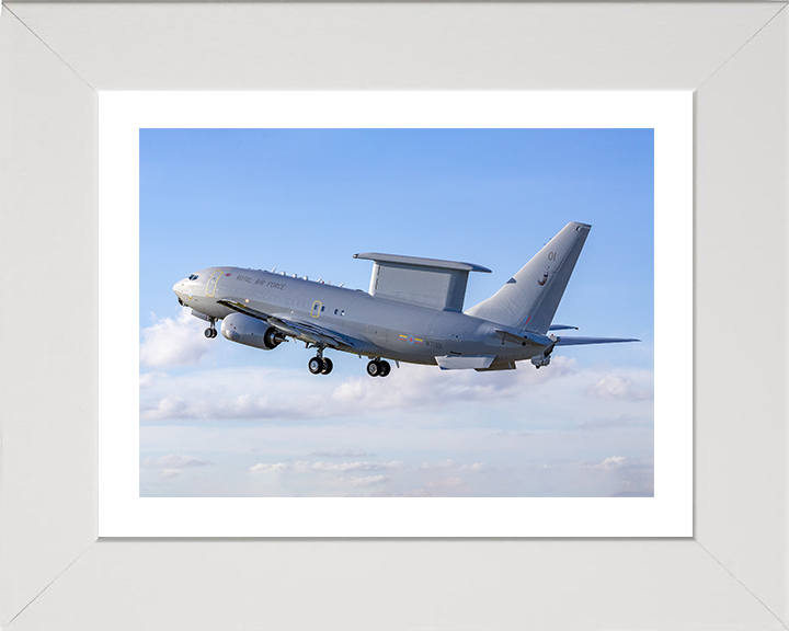 RAF E-7 Wedgetail in flight Photo Print Royal Air Force Aircraft Wall Art Aviation Decor Posters, Prints, & Visual Artwork Hampshire Prints 10 x 8 White Frame Yes