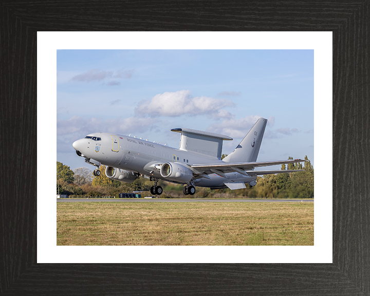 RAF E-7 Wedgetail taking off Photo Print Royal Air Force Aircraft Wall Art Aviation Decor Posters, Prints, & Visual Artwork Hampshire Prints 10 x 8 Black Frame Yes