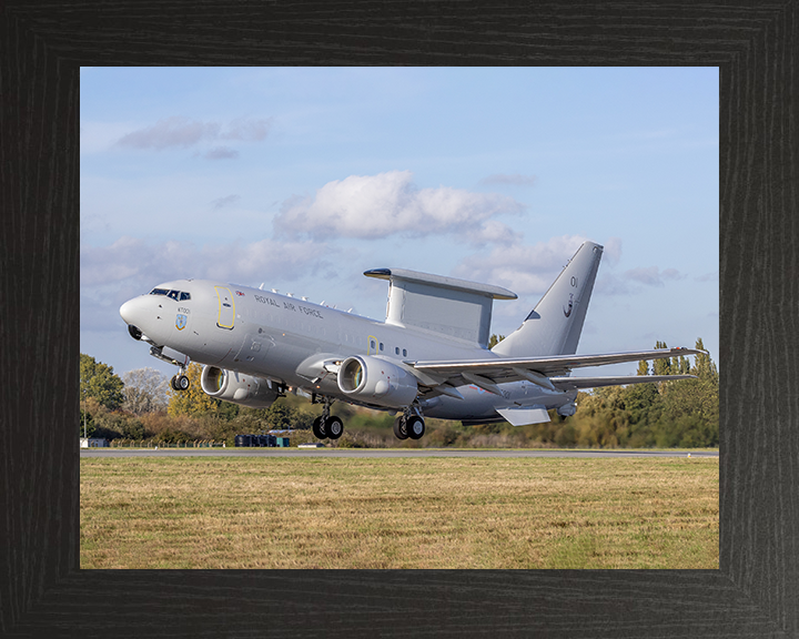 RAF E-7 Wedgetail taking off Photo Print Royal Air Force Aircraft Wall Art Aviation Decor Posters, Prints, & Visual Artwork Hampshire Prints 10 x 8 Black Frame No