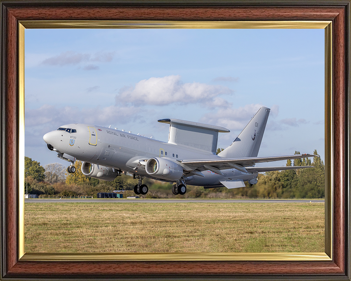 RAF E-7 Wedgetail taking off Photo Print Royal Air Force Aircraft Wall Art Aviation Decor Posters, Prints, & Visual Artwork Hampshire Prints 10 x 8 Classic Frame No