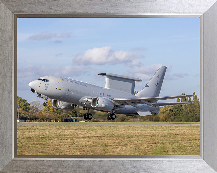 RAF E-7 Wedgetail taking off Photo Print Royal Air Force Aircraft Wall Art Aviation Decor Posters, Prints, & Visual Artwork Hampshire Prints 10 x 8 Silver Frame No