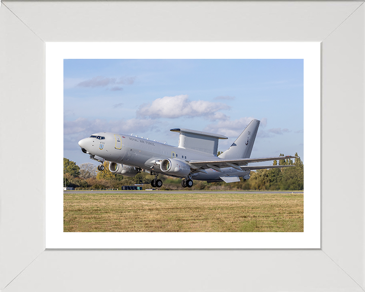 RAF E-7 Wedgetail taking off Photo Print Royal Air Force Aircraft Wall Art Aviation Decor Posters, Prints, & Visual Artwork Hampshire Prints 10 x 8 White Frame Yes