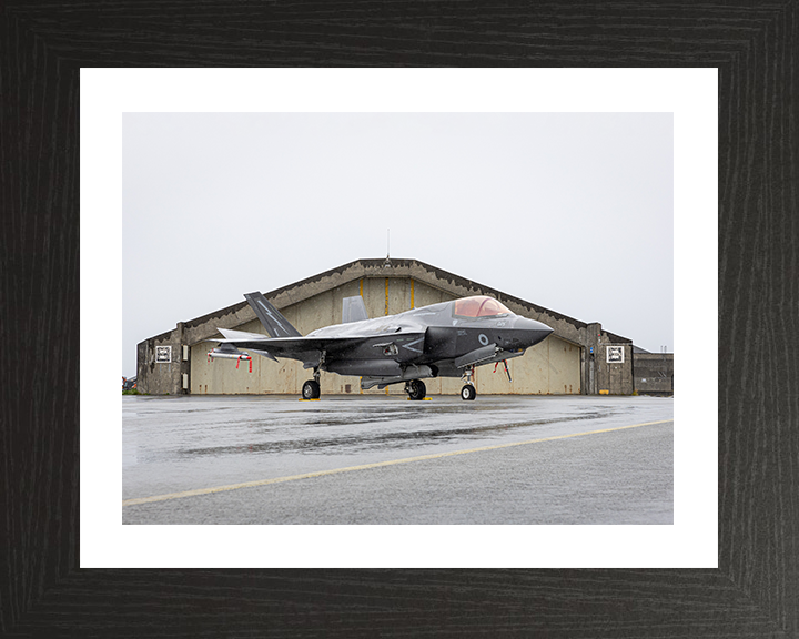 RAF F-35B Lightning in front of a hanger Photo Print Royal Air Force Aircraft Wall Art Aviation Decor Posters, Prints, & Visual Artwork Hampshire Prints 10 x 8 Black Frame Yes