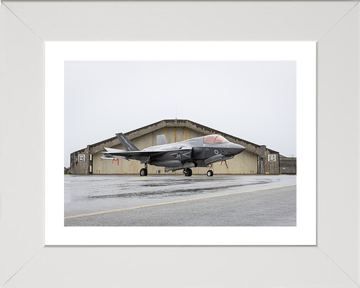 RAF F-35B Lightning in front of a hanger Photo Print Royal Air Force Aircraft Wall Art Aviation Decor Posters, Prints, & Visual Artwork Hampshire Prints 10 x 8 White Frame Yes