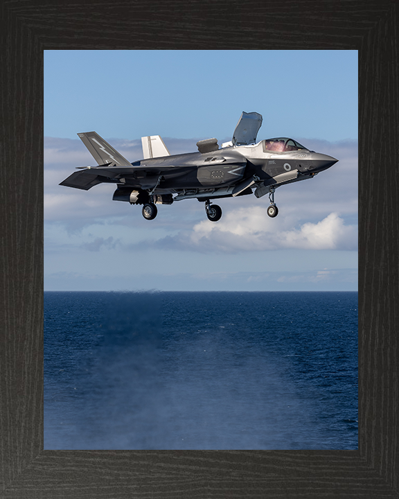 RAF F-35B Lightning Hovering above the sea Photo Print Royal Air Force Aircraft Wall Art Aviation Decor Posters, Prints, & Visual Artwork Hampshire Prints 10 x 8 Black Frame No
