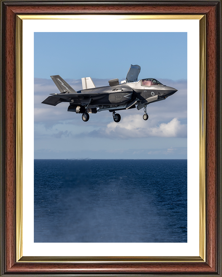 RAF F-35B Lightning Hovering above the sea Photo Print Royal Air Force Aircraft Wall Art Aviation Decor Posters, Prints, & Visual Artwork Hampshire Prints 10 x 8 Classic Frame Yes