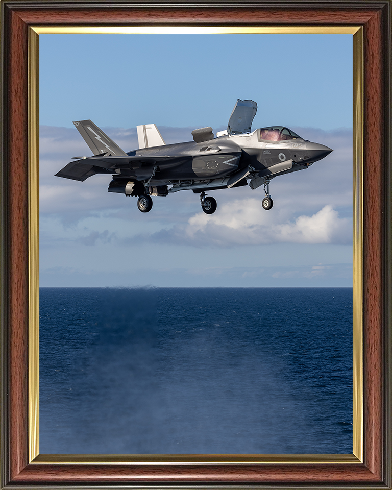 RAF F-35B Lightning Hovering above the sea Photo Print Royal Air Force Aircraft Wall Art Aviation Decor Posters, Prints, & Visual Artwork Hampshire Prints 10 x 8 Classic Frame No