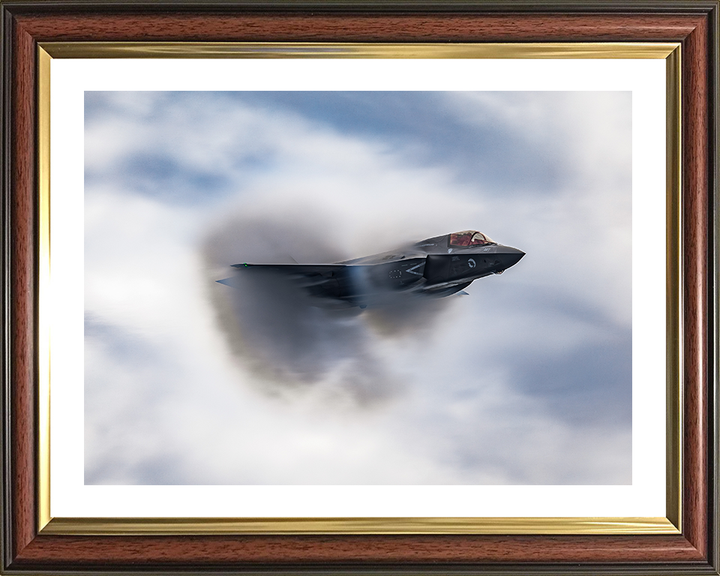 RAF F-35B Vapor Cone Photo Print Royal Air Force Aircraft Wall Art Aviation Decor Poster Posters, Prints, & Visual Artwork Hampshire Prints 10 x 8 Classic Frame Yes