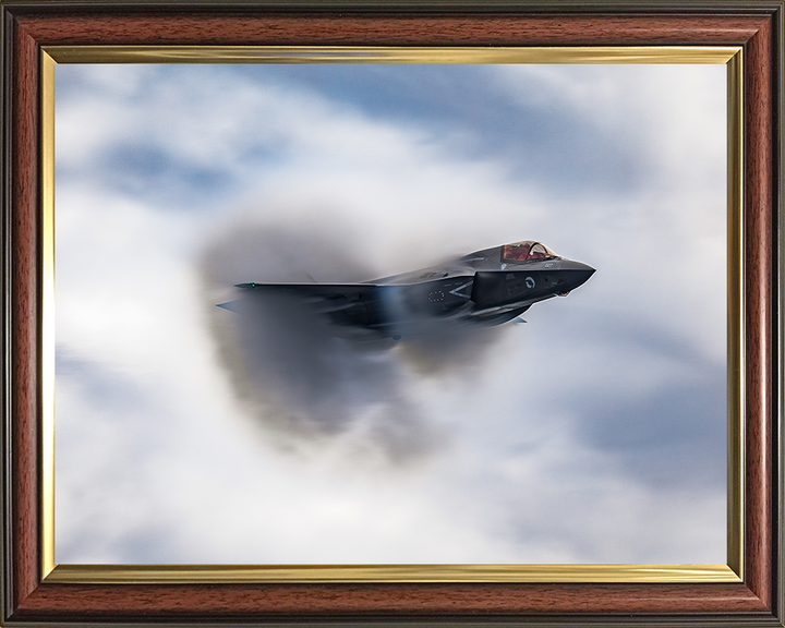 RAF F-35B Vapor Cone Photo Print Royal Air Force Aircraft Wall Art Aviation Decor Poster Posters, Prints, & Visual Artwork Hampshire Prints 10 x 8 Classic Frame No