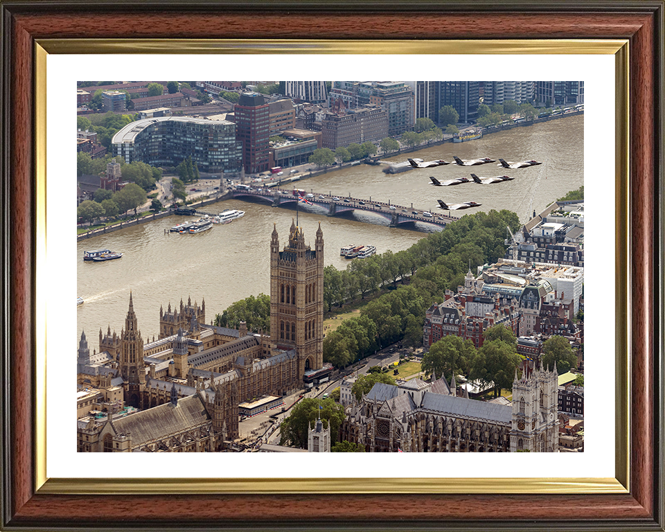 RAF F-35Bs over Westminster London Photo Print Royal Air Force Aircraft Wall Art Aviation Decor Posters, Prints, & Visual Artwork Hampshire Prints 10 x 8 Classic Frame Yes