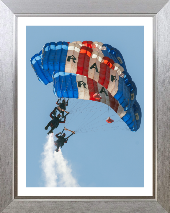 RAF Falcons Parachute display team Photo Print Royal Air Force Wall Art Decor Poster Posters, Prints, & Visual Artwork Hampshire Prints 10 x 8 Silver Frame Yes