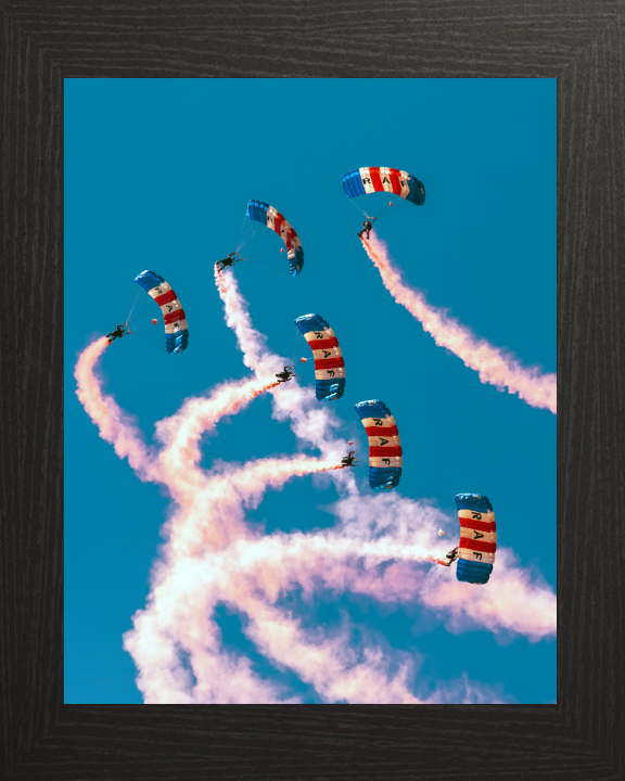 RAF Falcons Parachute display team Photo Print Royal Air Force Wall Art Decor Posters, Prints, & Visual Artwork Hampshire Prints 10 x 8 Black Frame No