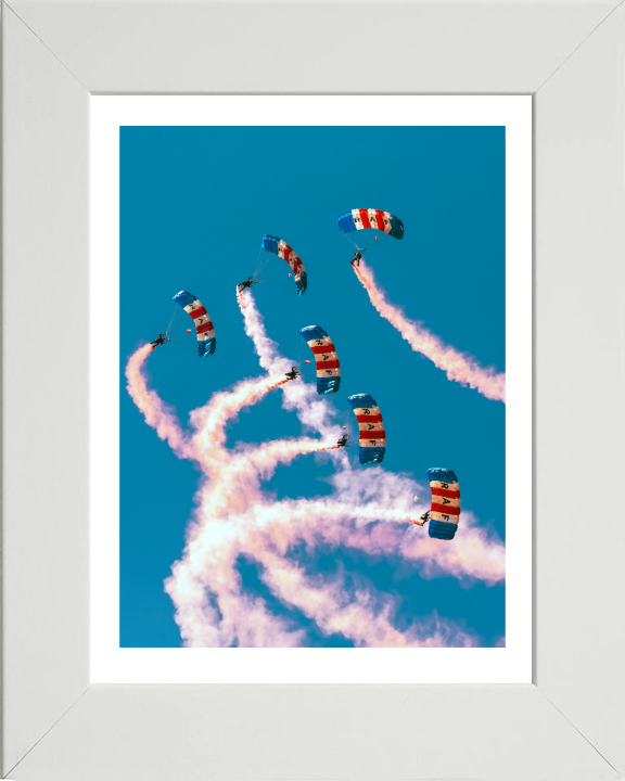 RAF Falcons Parachute display team Photo Print Royal Air Force Wall Art Decor Posters, Prints, & Visual Artwork Hampshire Prints 10 x 8 White Frame Yes