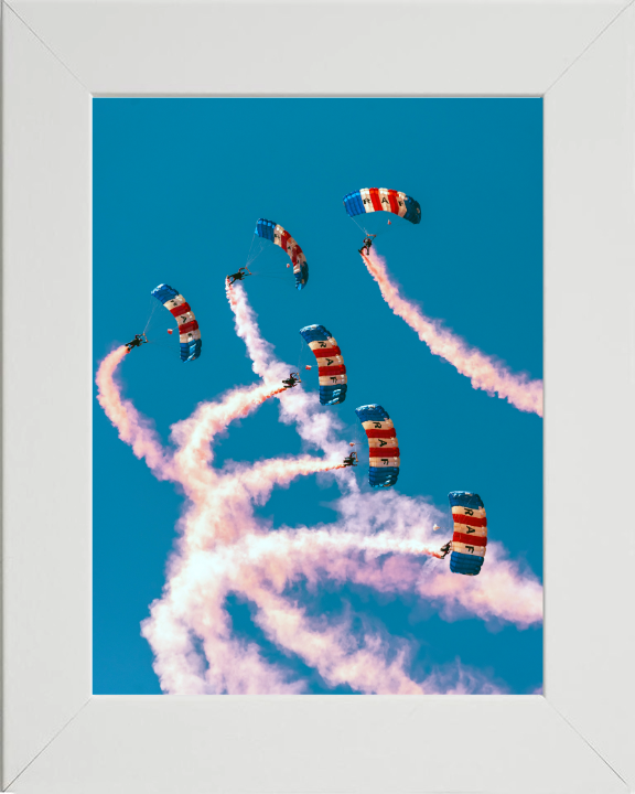 RAF Falcons Parachute display team Photo Print Royal Air Force Wall Art Decor Posters, Prints, & Visual Artwork Hampshire Prints 10 x 8 White Frame No