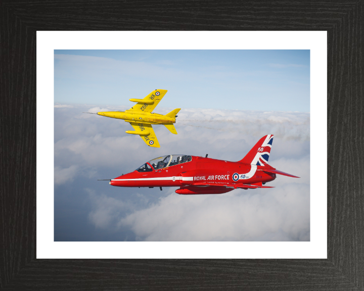 RAF Folland Gnat and Hawk Jet Photo Print Royal Air Force Aircraft Red Arrows Wall Art Aviation Decor UK Posters, Prints, & Visual Artwork Hampshire Prints 10 x 8 Black Frame Yes