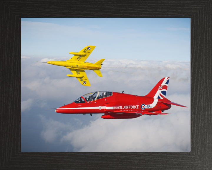 RAF Folland Gnat and Hawk Jet Photo Print Royal Air Force Aircraft Red Arrows Wall Art Aviation Decor UK Posters, Prints, & Visual Artwork Hampshire Prints 10 x 8 Black Frame No
