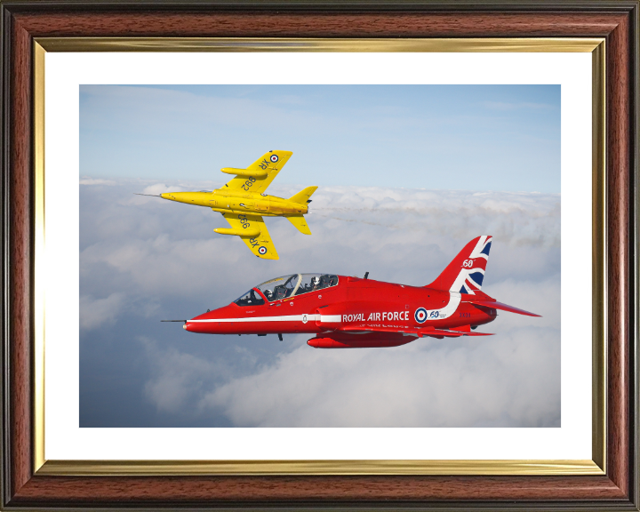 RAF Folland Gnat and Hawk Jet Photo Print Royal Air Force Aircraft Red Arrows Wall Art Aviation Decor UK Posters, Prints, & Visual Artwork Hampshire Prints 10 x 8 Classic Frame Yes