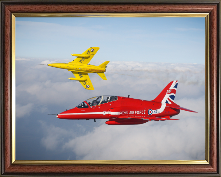 RAF Folland Gnat and Hawk Jet Photo Print Royal Air Force Aircraft Red Arrows Wall Art Aviation Decor UK Posters, Prints, & Visual Artwork Hampshire Prints 10 x 8 Classic Frame No