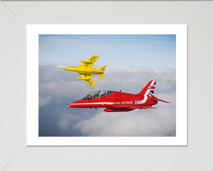 RAF Folland Gnat and Hawk Jet Photo Print Royal Air Force Aircraft Red Arrows Wall Art Aviation Decor UK Posters, Prints, & Visual Artwork Hampshire Prints 10 x 8 White Frame Yes
