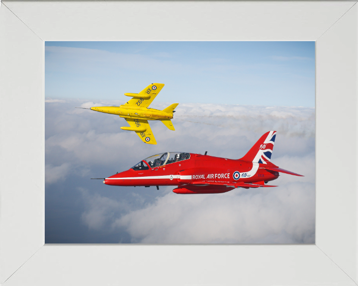 RAF Folland Gnat and Hawk Jet Photo Print Royal Air Force Aircraft Red Arrows Wall Art Aviation Decor UK Posters, Prints, & Visual Artwork Hampshire Prints 10 x 8 White Frame No