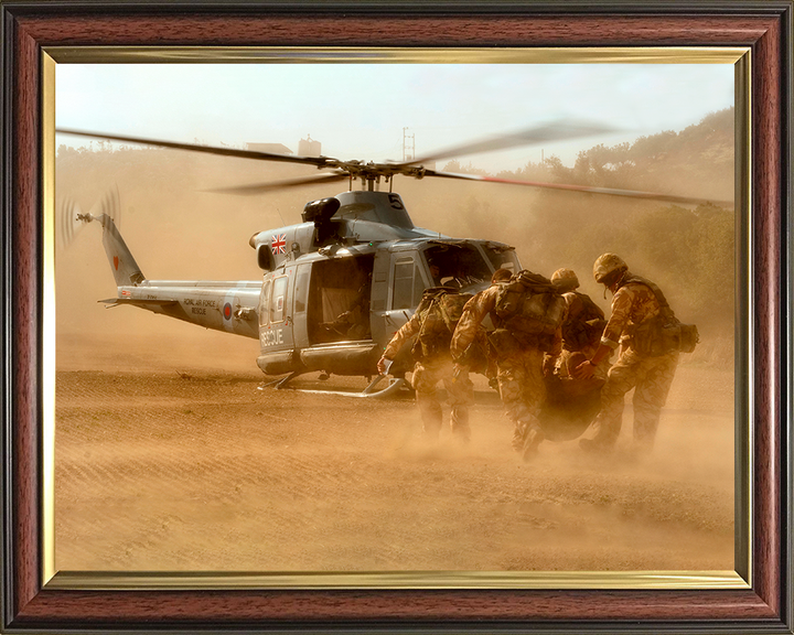 RAF Regiment Medical Evacuation to a Gazelle Helicopter Photo Print Royal Air Force Wall Art Poster Posters, Prints, & Visual Artwork Hampshire Prints 10 x 8 Classic Frame No
