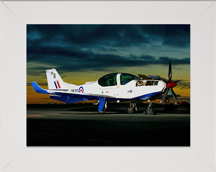 RAF Grob Prefect at sunset Photo Print Royal Air Force Aircraft Wall Art Aviation Decor Posters, Prints, & Visual Artwork Hampshire Prints 10 x 8 White Frame No