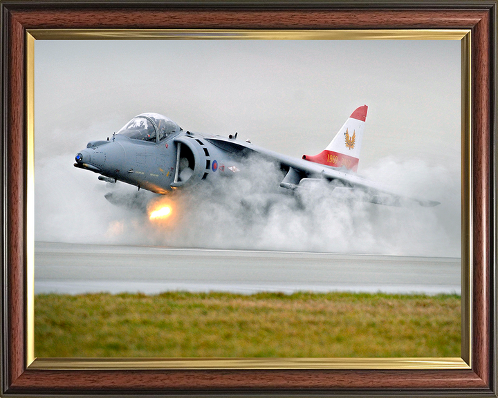 RAF Harrier GR9 Jet lands in the Rain Royal Air Force Aircraft Photo Print Wall Art Aviation Decor UK Posters, Prints, & Visual Artwork Hampshire Prints 10 x 8 Classic Frame No