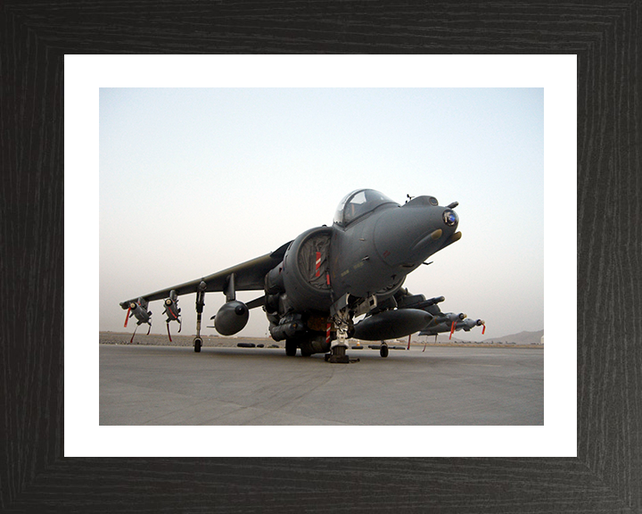 RAF Harrier GR9 On a Runway before a Sortie Photo Print Royal Air Force Aircraft Wall Art Aviation Decor Posters, Prints, & Visual Artwork Hampshire Prints 10 x 8 Black Frame Yes