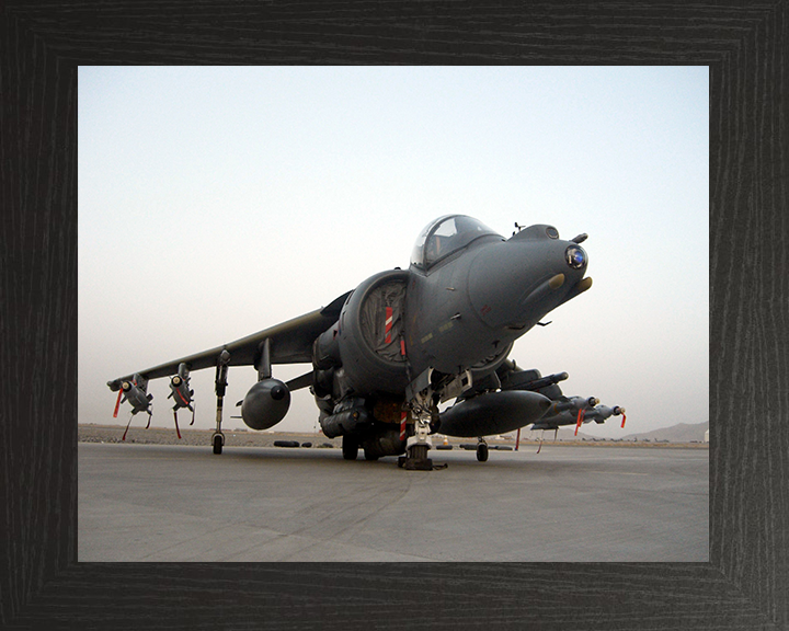 RAF Harrier GR9 On a Runway before a Sortie Photo Print Royal Air Force Aircraft Wall Art Aviation Decor Posters, Prints, & Visual Artwork Hampshire Prints 10 x 8 Black Frame No