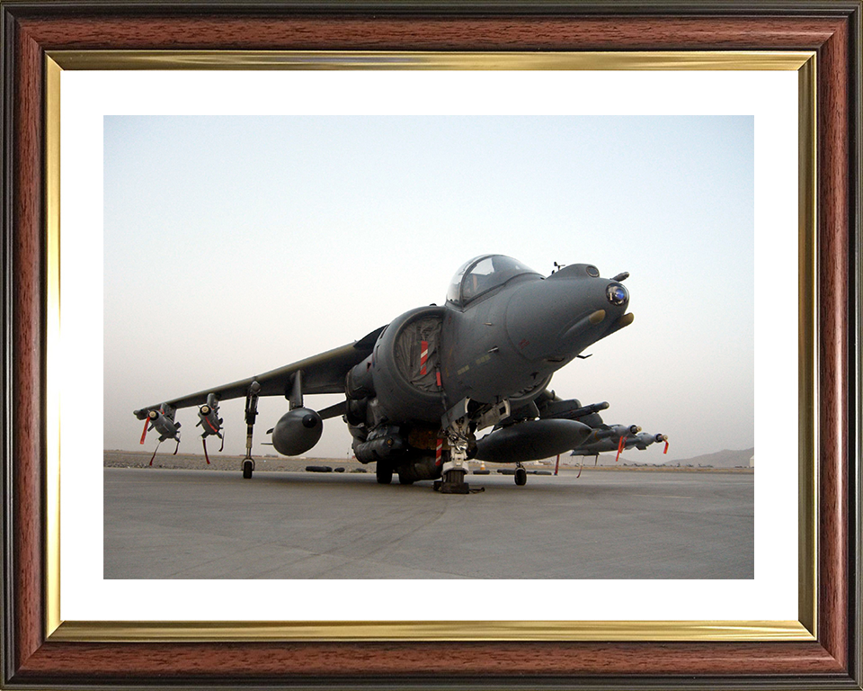 RAF Harrier GR9 On a Runway before a Sortie Photo Print Royal Air Force Aircraft Wall Art Aviation Decor Posters, Prints, & Visual Artwork Hampshire Prints 10 x 8 Classic Frame Yes