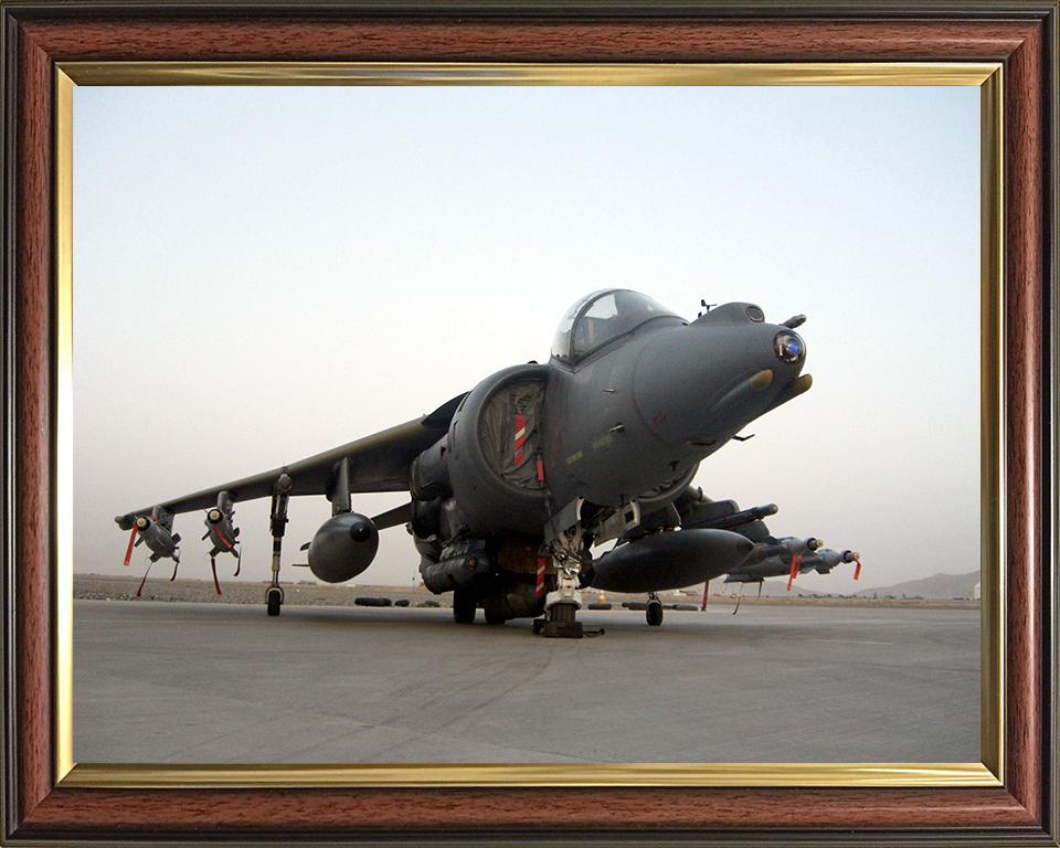 RAF Harrier GR9 On a Runway before a Sortie Photo Print Royal Air Force Aircraft Wall Art Aviation Decor Posters, Prints, & Visual Artwork Hampshire Prints 10 x 8 Classic Frame No