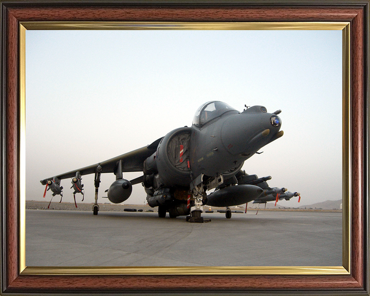RAF Harrier GR9 On a Runway before a Sortie Photo Print Royal Air Force Aircraft Wall Art Aviation Decor Posters, Prints, & Visual Artwork Hampshire Prints 10 x 8 Classic Frame No