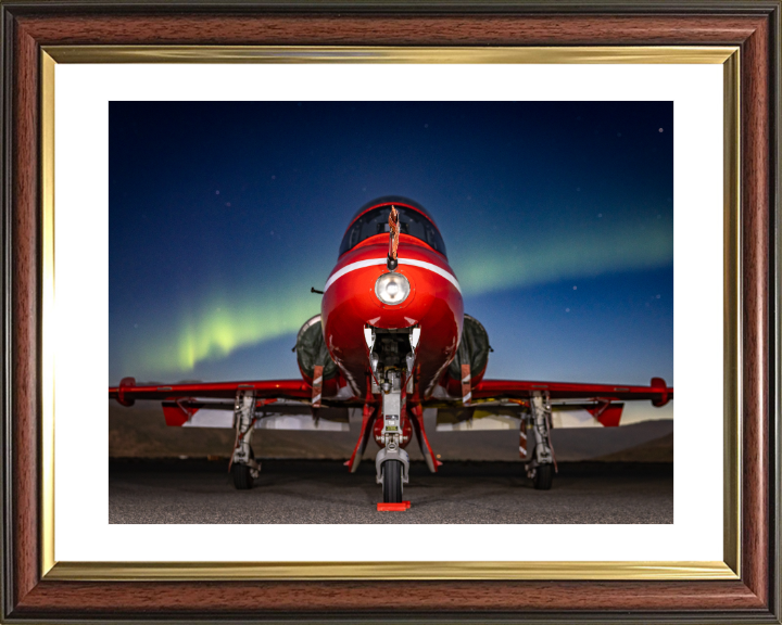 RAF Hawk T1 aircraft and Northern Lights Photo Print Royal Air Force Aircraft RAF Red Arrows Wall Art Aviation Decor UK Posters, Prints, & Visual Artwork Hampshire Prints 10 x 8 Classic Frame Yes
