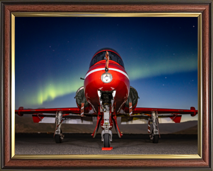 RAF Hawk T1 aircraft and Northern Lights Photo Print Royal Air Force Aircraft RAF Red Arrows Wall Art Aviation Decor UK Posters, Prints, & Visual Artwork Hampshire Prints 10 x 8 Classic Frame No