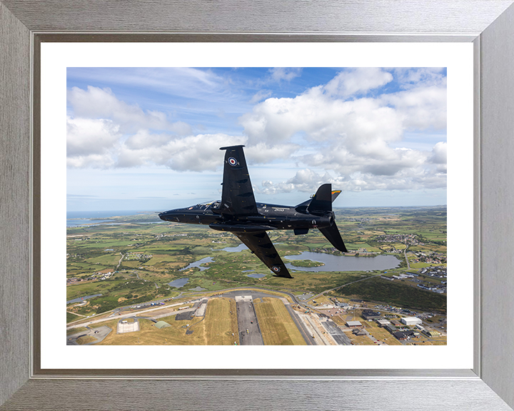 RAF Hawk T2 in flight over the Isle of Man Photo Print Royal Air Force Aircraft Wall Art Aviation Decor Posters, Prints, & Visual Artwork Hampshire Prints 10 x 8 Silver Frame Yes