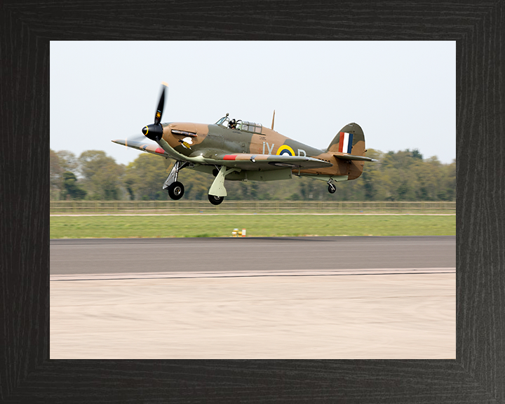 RAF Hurricane LF363 Landing Photo Print Royal Air Force Aircraft Wall Art Aviation Decor poster Posters, Prints, & Visual Artwork Hampshire Prints 10 x 8 Black Frame No