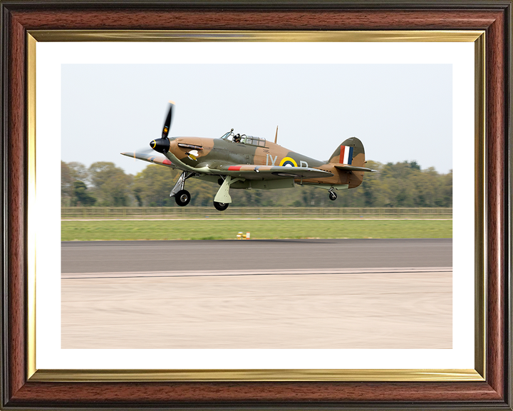 RAF Hurricane LF363 Landing Photo Print Royal Air Force Aircraft Wall Art Aviation Decor poster Posters, Prints, & Visual Artwork Hampshire Prints 10 x 8 Classic Frame Yes