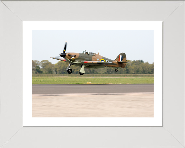 RAF Hurricane LF363 Landing Photo Print Royal Air Force Aircraft Wall Art Aviation Decor poster Posters, Prints, & Visual Artwork Hampshire Prints 10 x 8 White Frame Yes