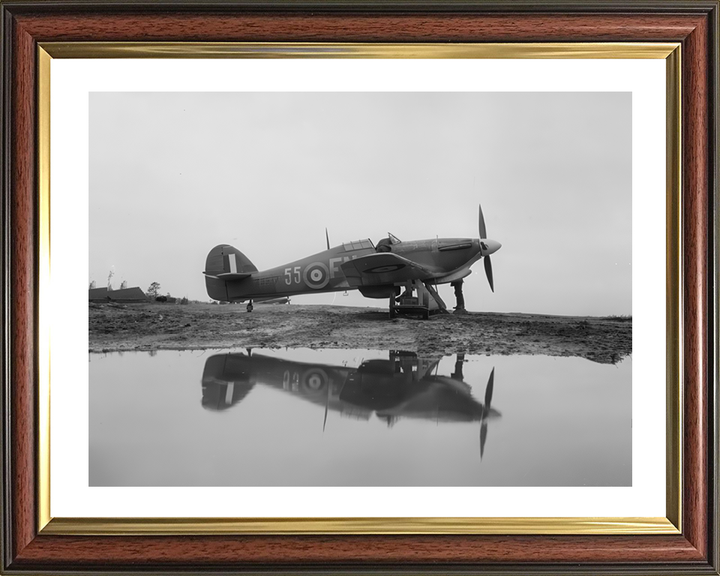 RAF Hurricane Mark IIB Reflections Photo Print Royal Air Force Aircraft Wall Art Aviation Decor Posters, Prints, & Visual Artwork Hampshire Prints 10 x 8 Classic Frame Yes