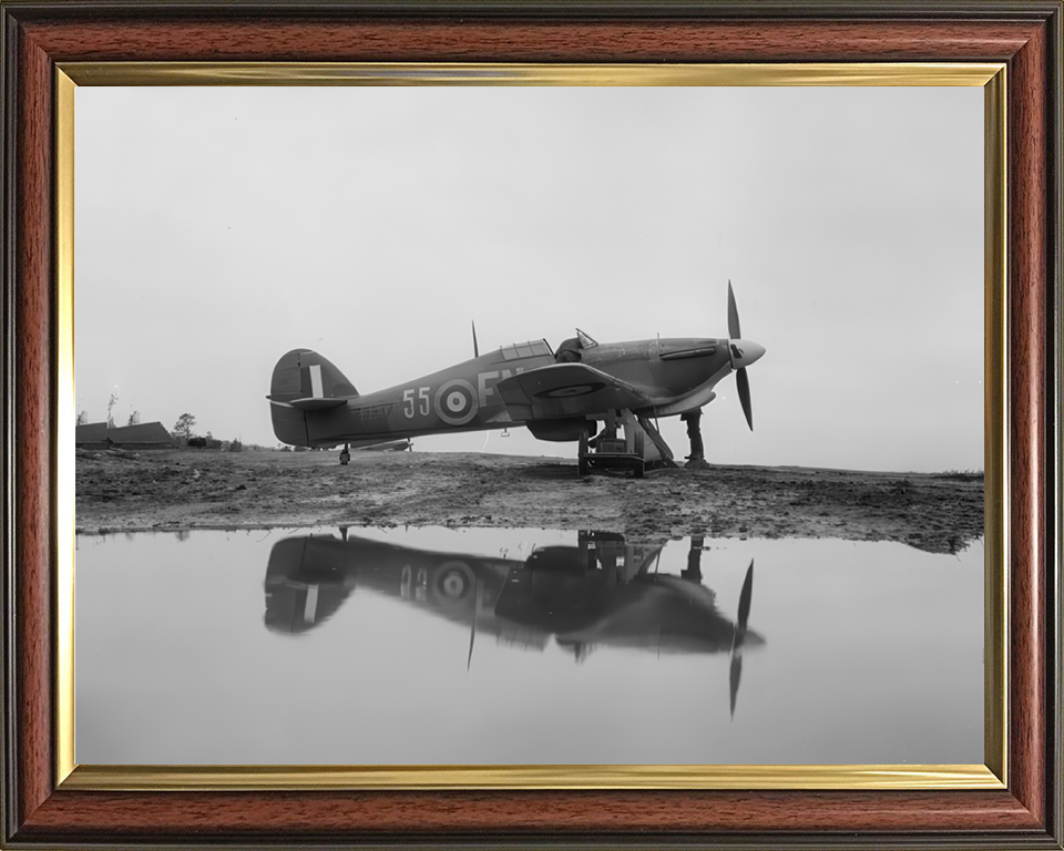 RAF Hurricane Mark IIB Reflections Photo Print Royal Air Force Aircraft Wall Art Aviation Decor Posters, Prints, & Visual Artwork Hampshire Prints 10 x 8 Classic Frame No