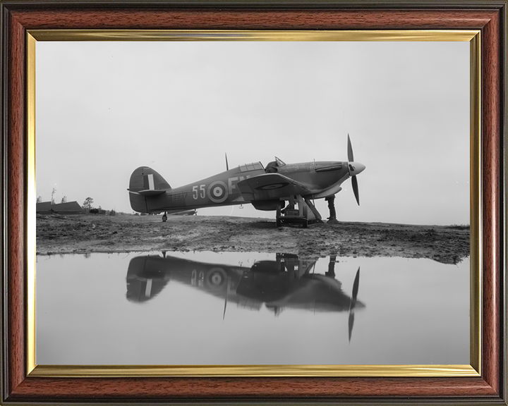 RAF Hurricane Mark IIB Reflections Photo Print Royal Air Force Aircraft Wall Art Aviation Decor Posters, Prints, & Visual Artwork Hampshire Prints 10 x 8 Classic Frame No