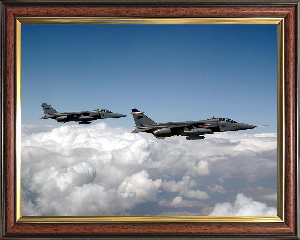 RAF Jaguar GR3A Jets in flight over Turkey Photo Print Royal Air Force Aircraft Wall Art Aviation Decor Posters, Prints, & Visual Artwork Hampshire Prints 10 x 8 Classic Frame No